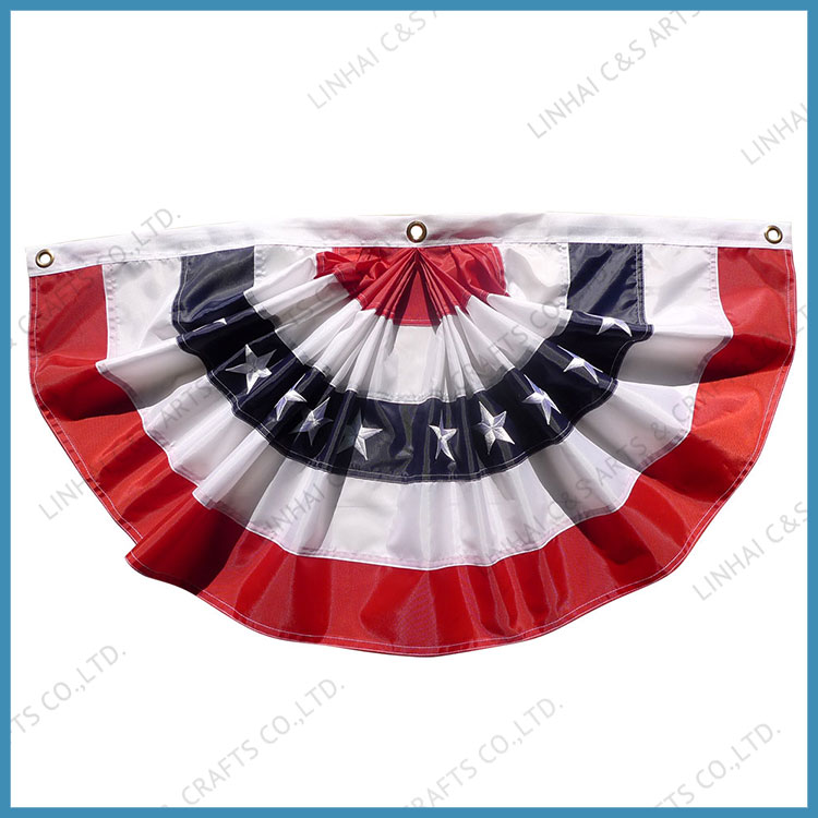 Embroidered US Pleated Fan Flag