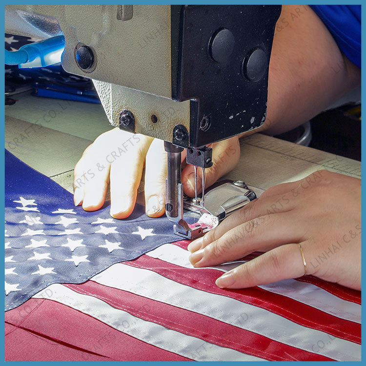 Custom American Flag with Stars and Stripes Embroidery